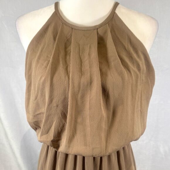 Scobe mocha chiffon halter maxi dress size size small - Picture 2 of 7